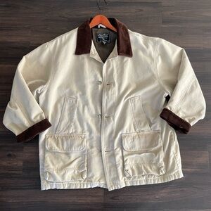 VTG Eddie Bauer Distressed Chore Barn Field Jacket Khaki Corduroy, XL Gorpcore